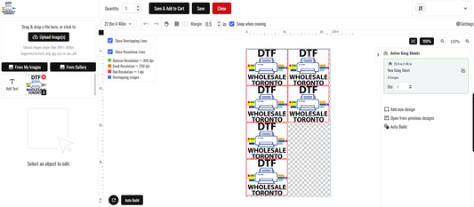 Custom size DTF